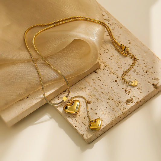 Minimalist Heart-Shaped 18K Gold-Plated Titanium Steel Pendant Necklace for Women