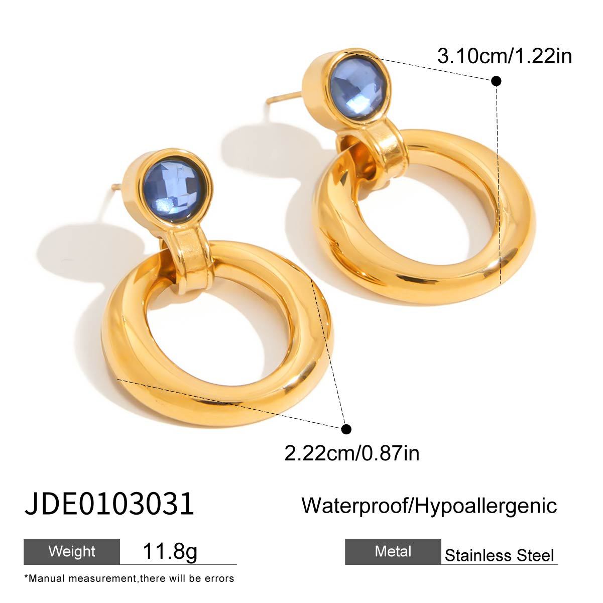 Elegant Geometric Round Cubic Zirconia Plated Stainless Steel Earrings for Women