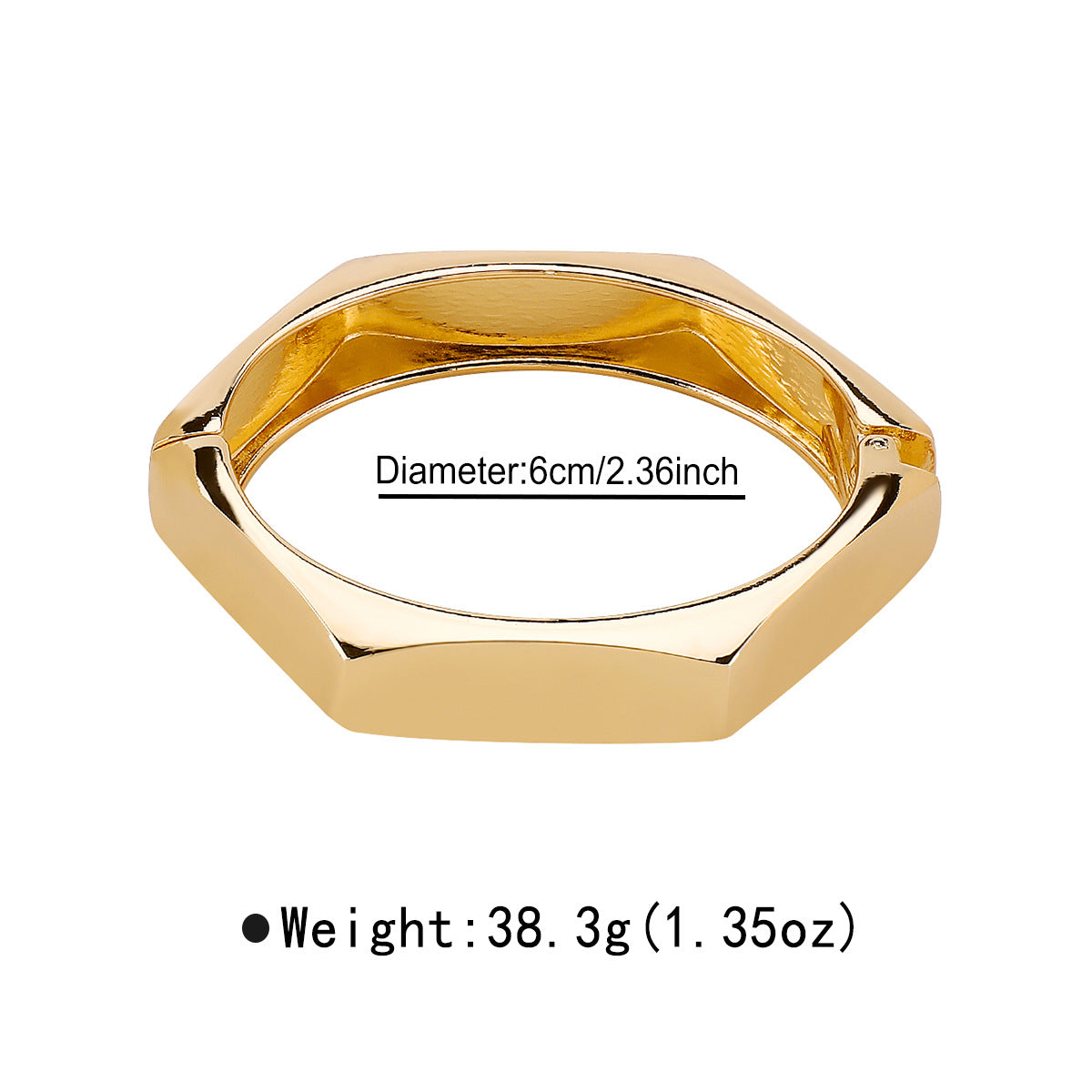 Bracciale esagonale in lega stile punk da donna con finitura placcata e design audace a molla robusta
