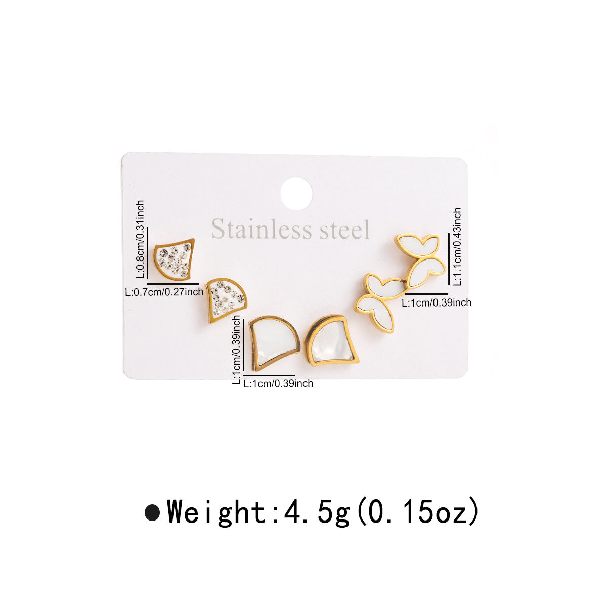 Orecchini minimalisti in acciaio inossidabile a forma di farfalla con intarsi in conchiglia e strass per donna