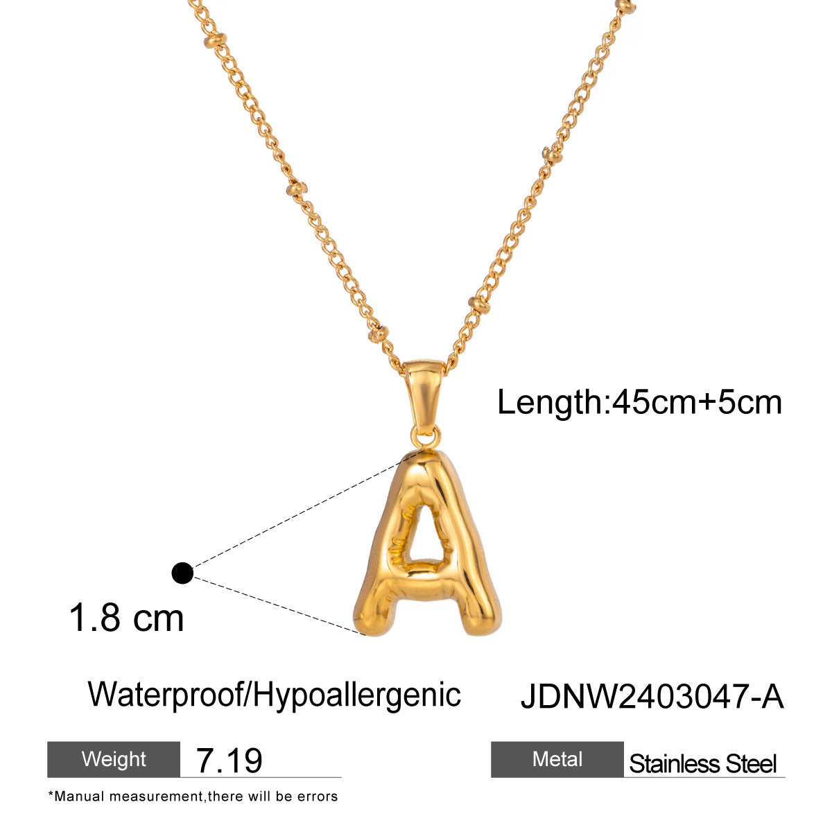 Minimalist Stainless Steel Letter Pendant Necklace Plated Titanium Steel Chain for Women
