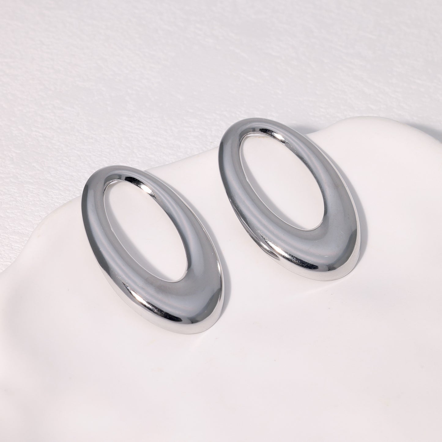 Minimalist Stainless Steel Hoop Stud Earrings with Polished Finish for Women