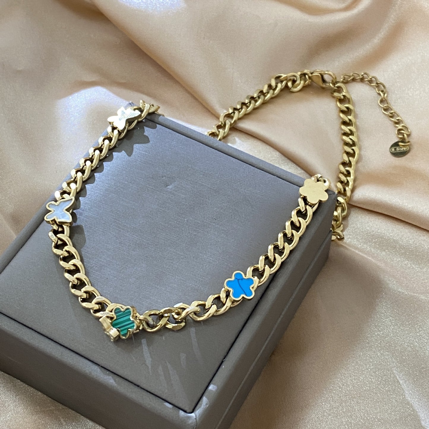 Hip-hop 18K Gold Plated Butterfly Titanium Steel Necklace