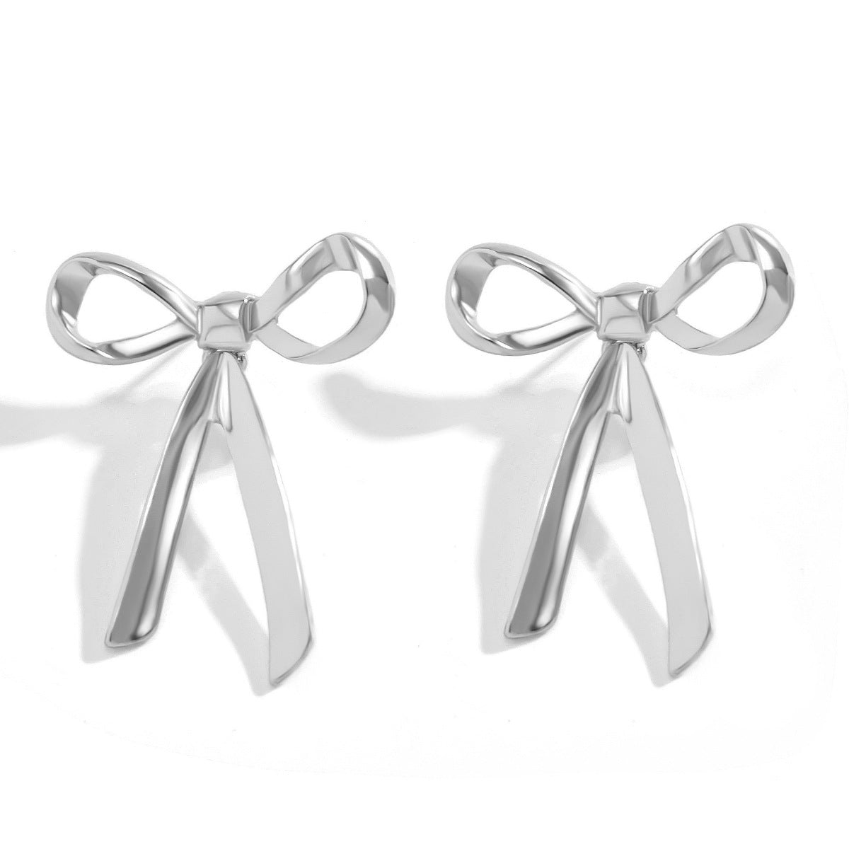 Minimalist Geometric Bow Alloy Plated Earrings for Women