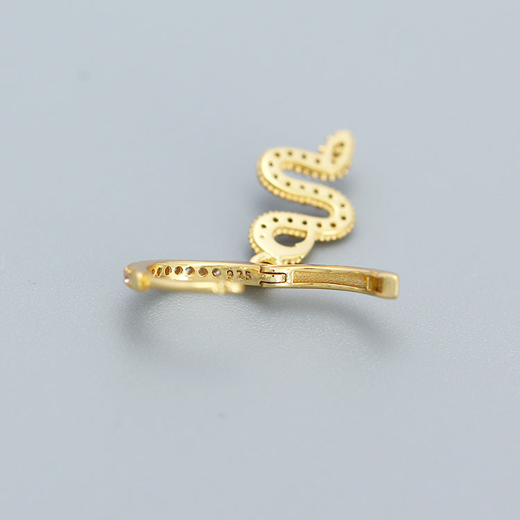 Orecchini a polsino a forma di serpente in argento sterling 925 con intarsio di zirconi per uomo e donna