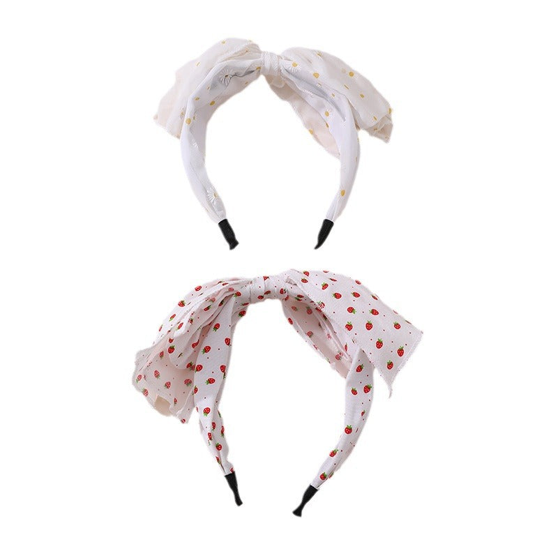 Cerchietto per bambini con fiocco e finiture in pizzo, in tessuto a pois carino, stile minimalista