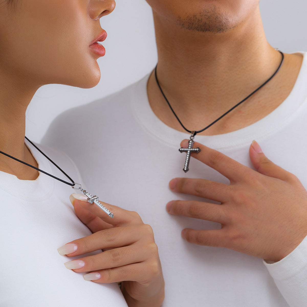 Minimalist Hollow Star and Cross Pendant Necklace for Women Alloy with Electroplating Finish