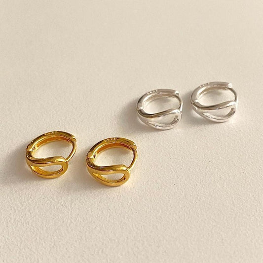 Minimalist Letter-Shaped 925 Sterling Silver Stud Earrings with Plated Finish for Women