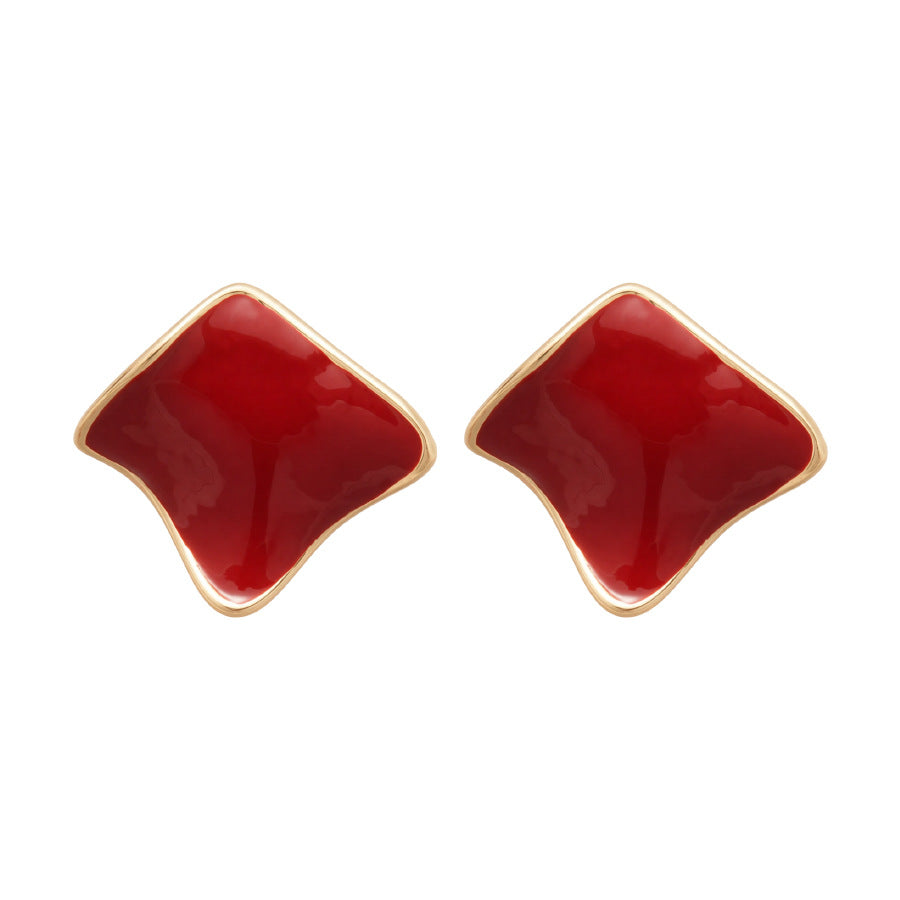 Orecchini Geometrici in Resina con Perni in Acciaio Placcato Argento per Donna, Stile Vintage Hong Kong Minimalista Moderno, Gioielli alla Moda