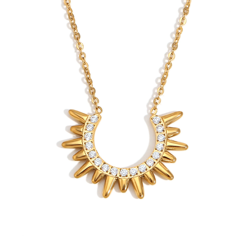 Collana con Pendente da Donna a Forma di Copricapo Indiano alla Moda in Acciaio Inox con Placcatura in Oro 18K, Design Geometrico