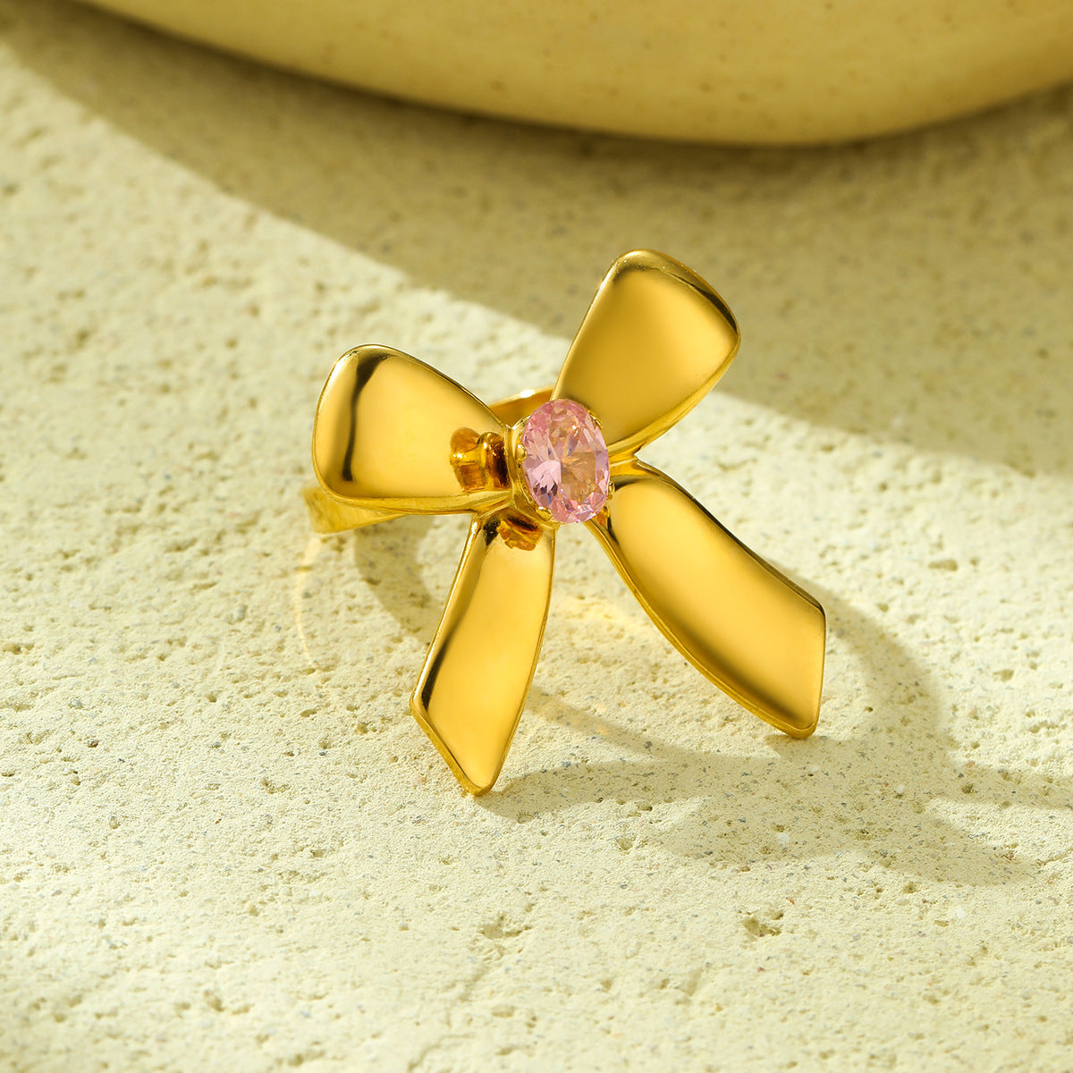 Fashionable Bow-Shaped Stainless Steel Earrings with Zircon Inlay for Women, Polished Surface and Versatile Office Wear Design