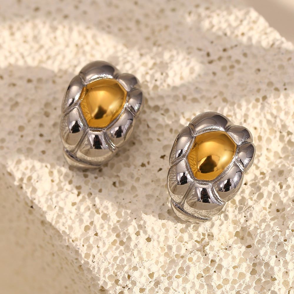 Orecchini a perno geometrici alla moda in acciaio inossidabile placcati oro 18 carati da donna