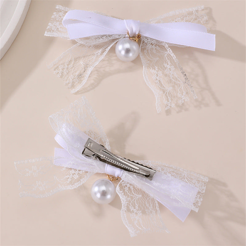 Fermaglio per Capelli a Fiocco Stile Naturale per Bambini in Tulle con Increspature e Texture a Rete