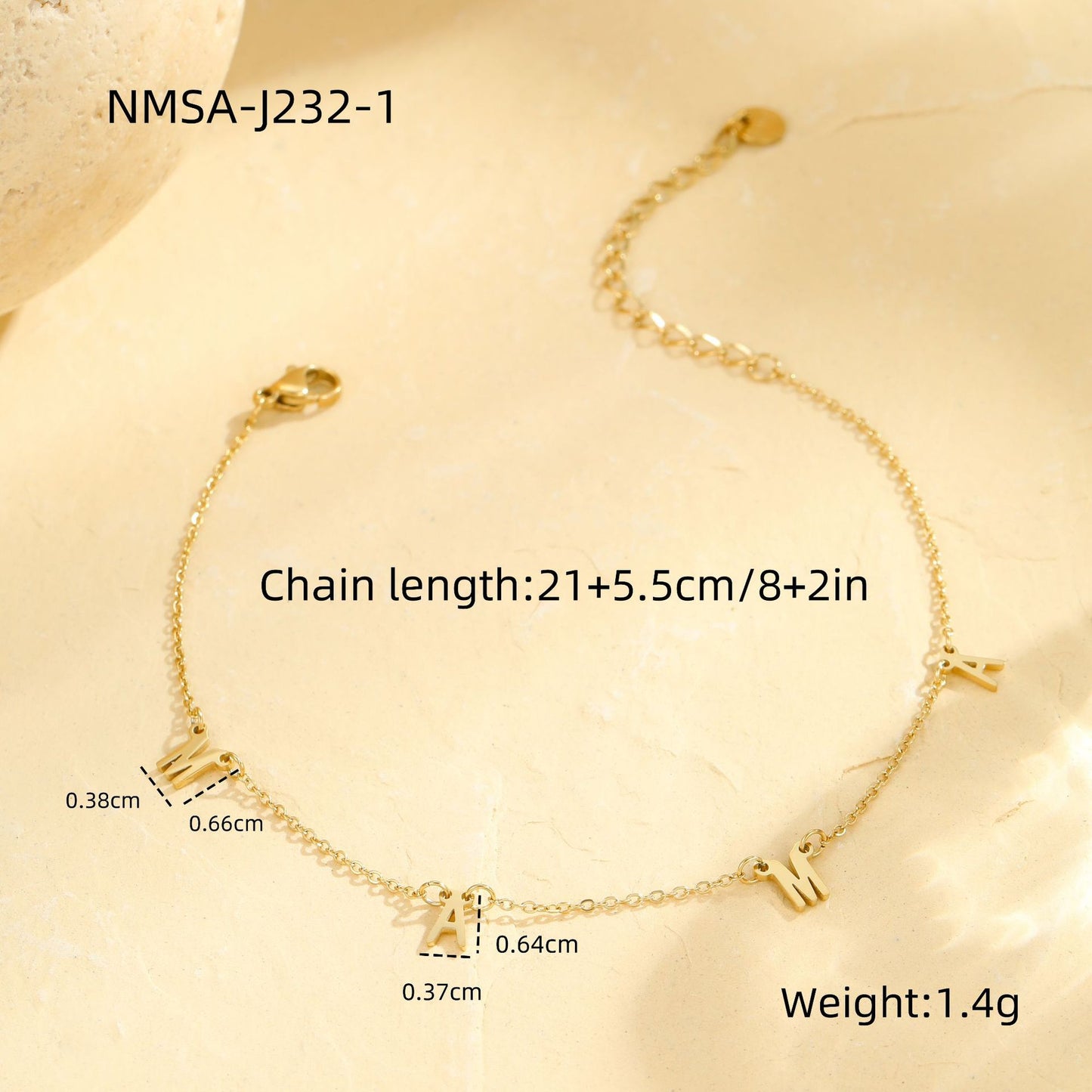 Tobillera de letras geométricas de acero inoxidable para mujeres y hombres, joyería de moda apilable multicapa resistente a la decoloración