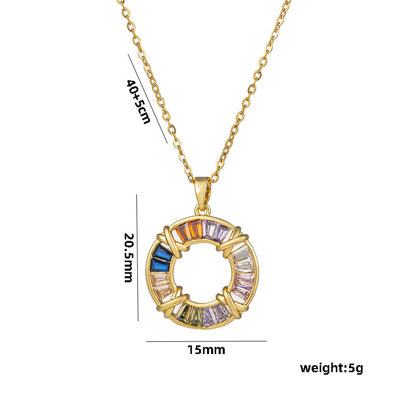 Unique Design 18K Rose Gold Plated Round Crystal Necklace Women Titanium Steel O-Chain Choker