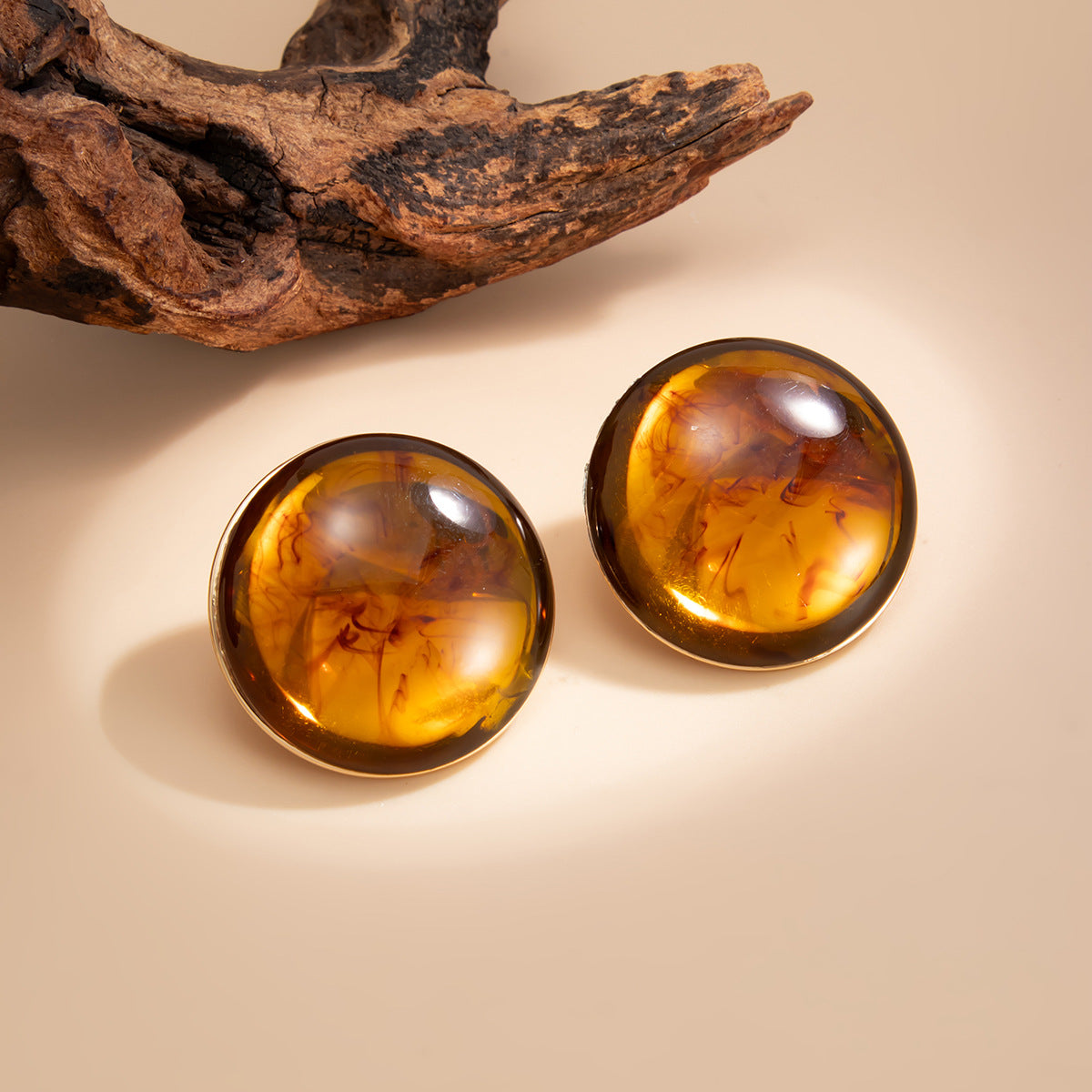 Vintage Geometric Round Iron Plated Earrings for Women