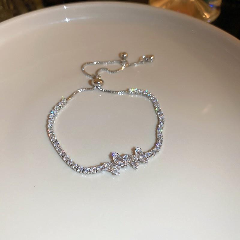Elegant Geometric Brass Bracelet with Cubic Zirconia Inlay, Adjustable Plated Women's Jewelry