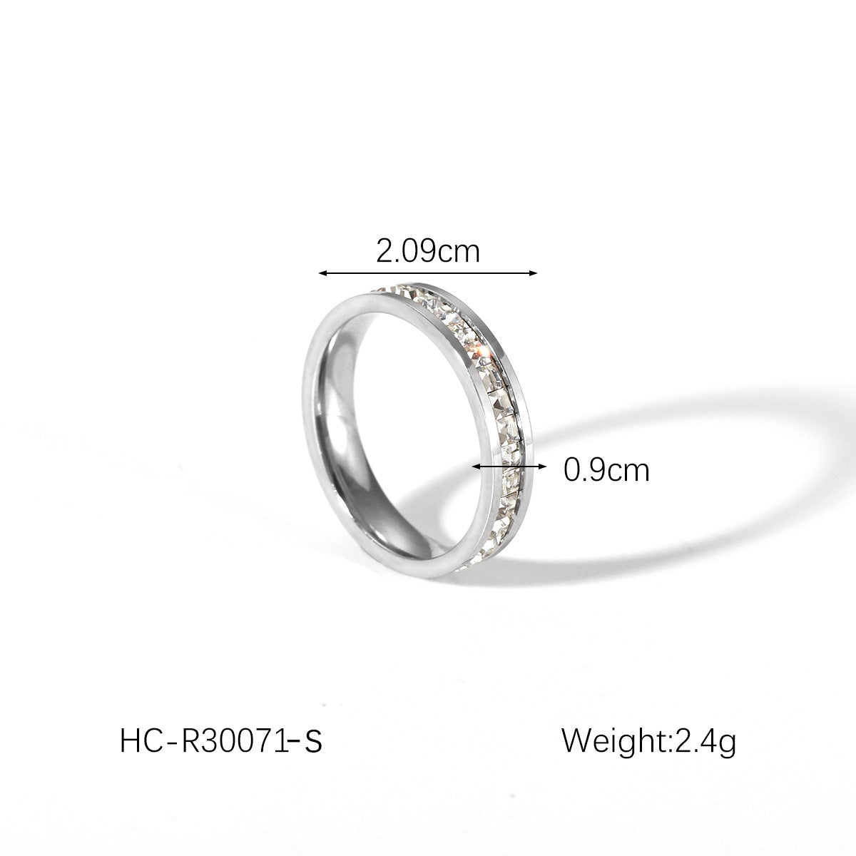 Minimalist Geometric Stainless Steel Ring 18K Gold Plated with Cubic Zirconia for Women
