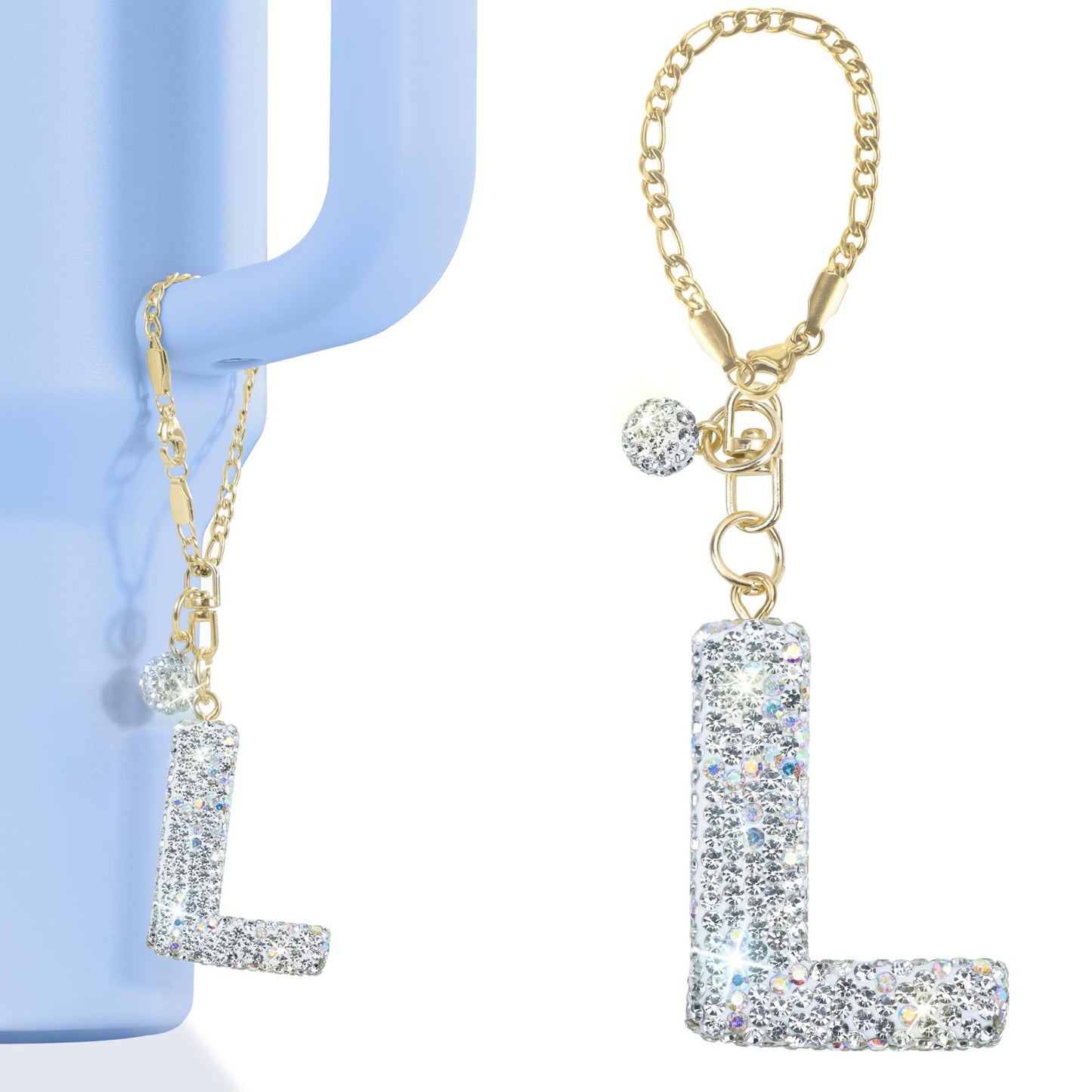 Rhinestone Inlaid Letter Resin Charm Bar