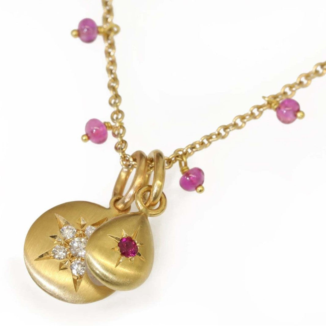 Vintage 18K Gold Plated PVD Stainless Steel Geometric Gemstone Pendant Charm Bar with Adjustable Chain