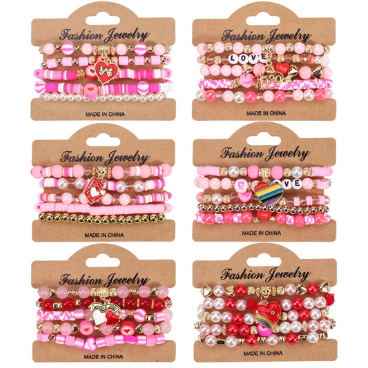 Heart Shape Resin Crystal Floral Pattern Unisex Bracelet