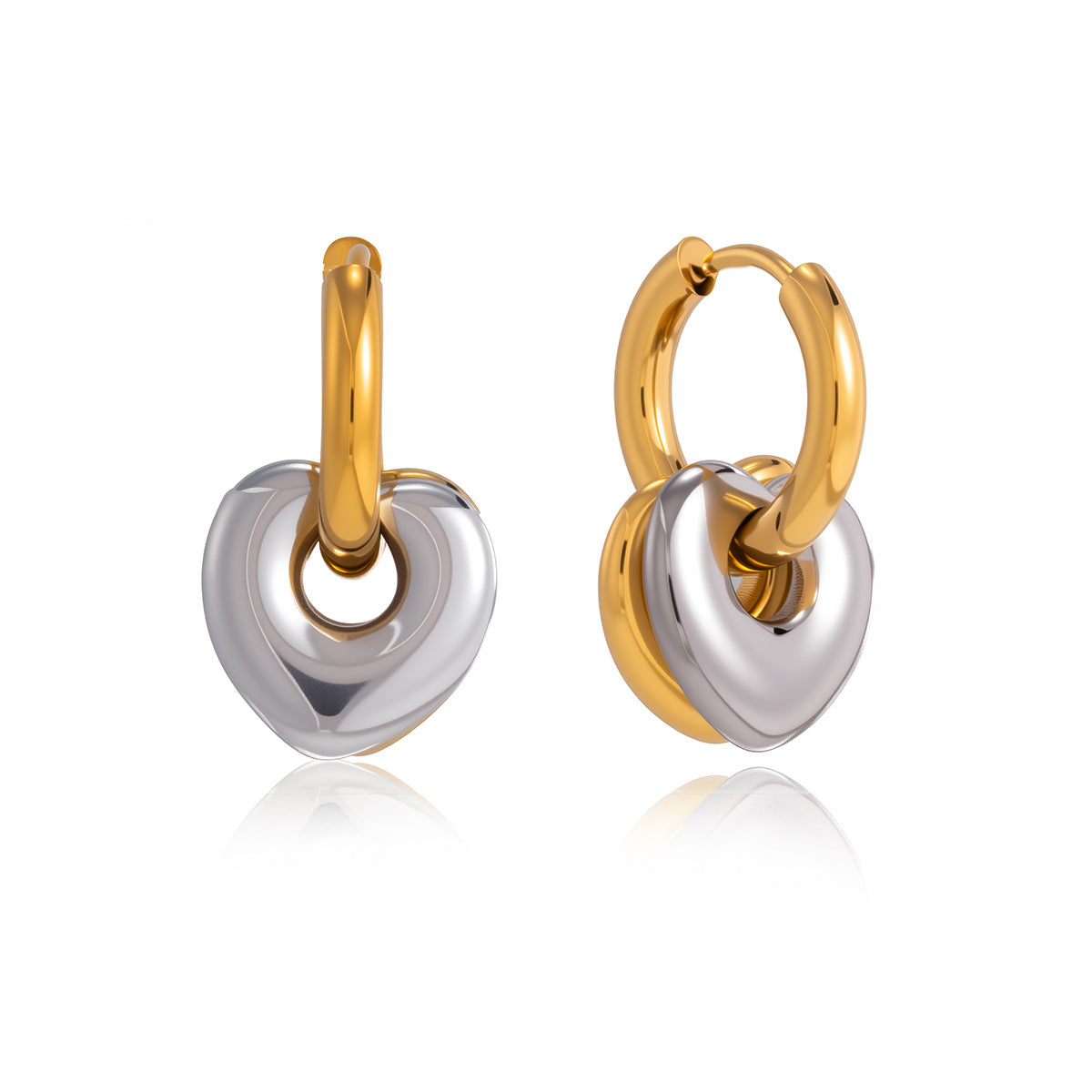Elegant Heart Plated Stainless Steel Earrings for Women