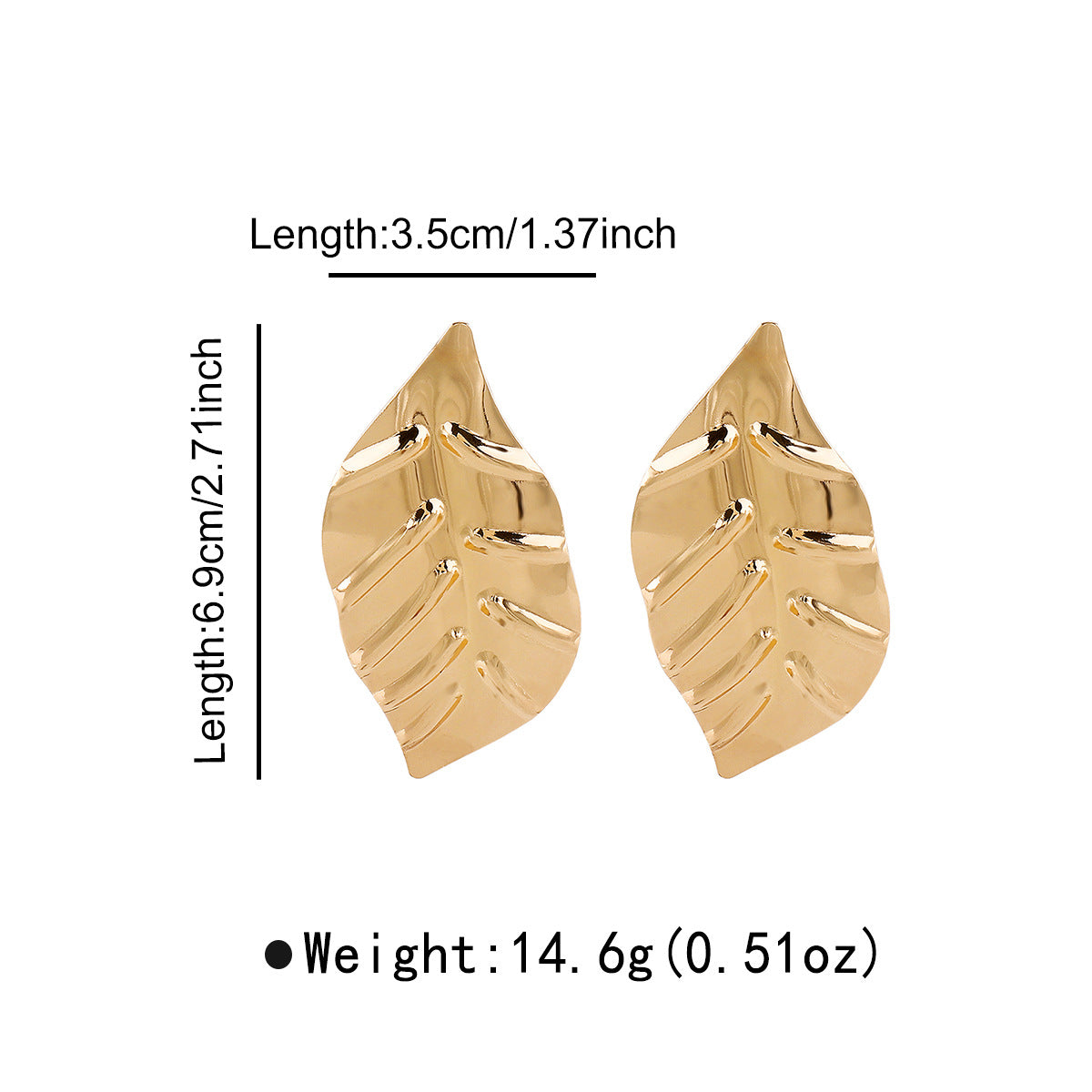 Pendientes de Hierro Minimalistas con Forma de Hoja y Acabado Galvanizado para Mujer, Joyería Botánica Versátil y Elegante