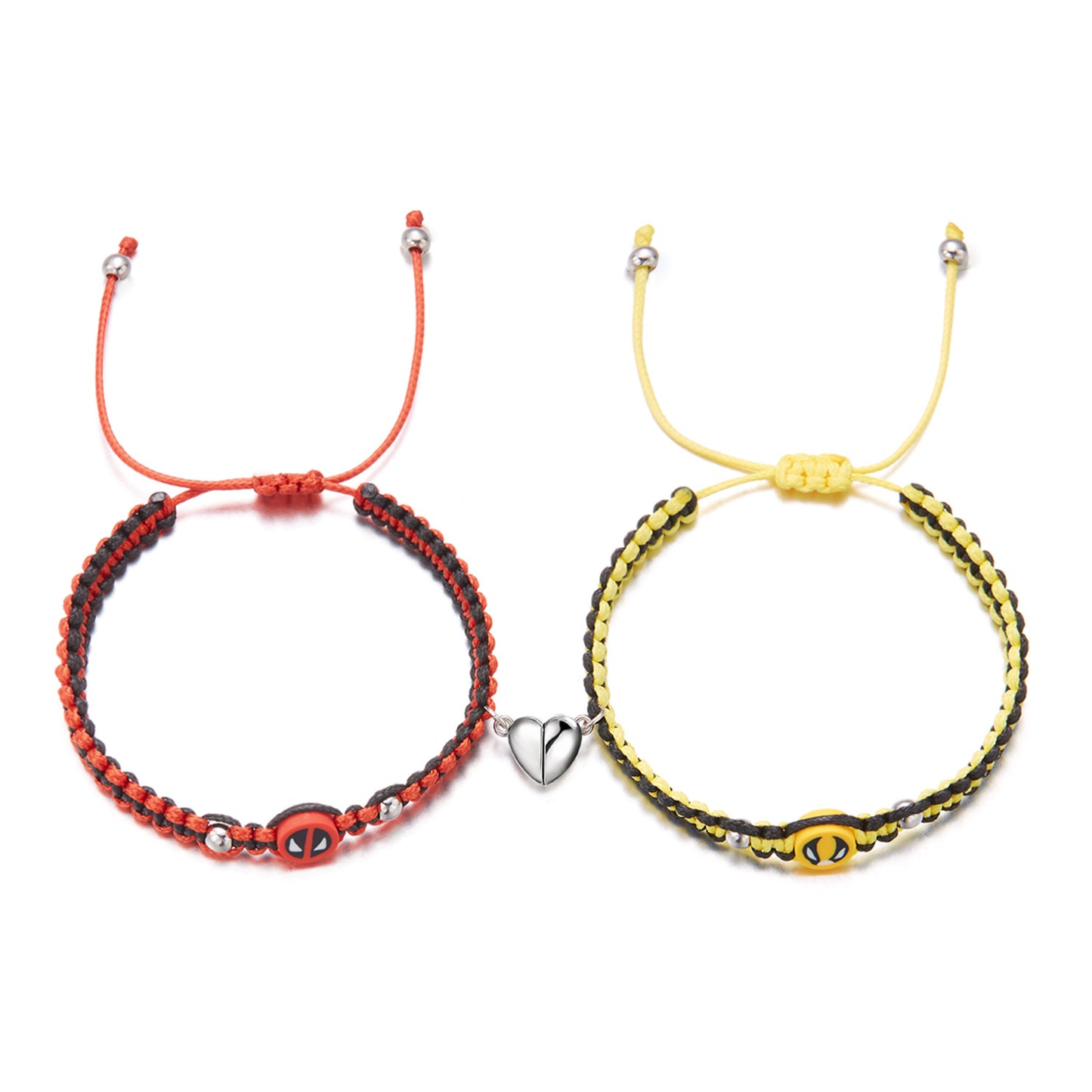 Pulsera magnética de moda con dijes de corazón de Wolverine y Deadpool, pulsera de aleación trenzada a mano para parejas