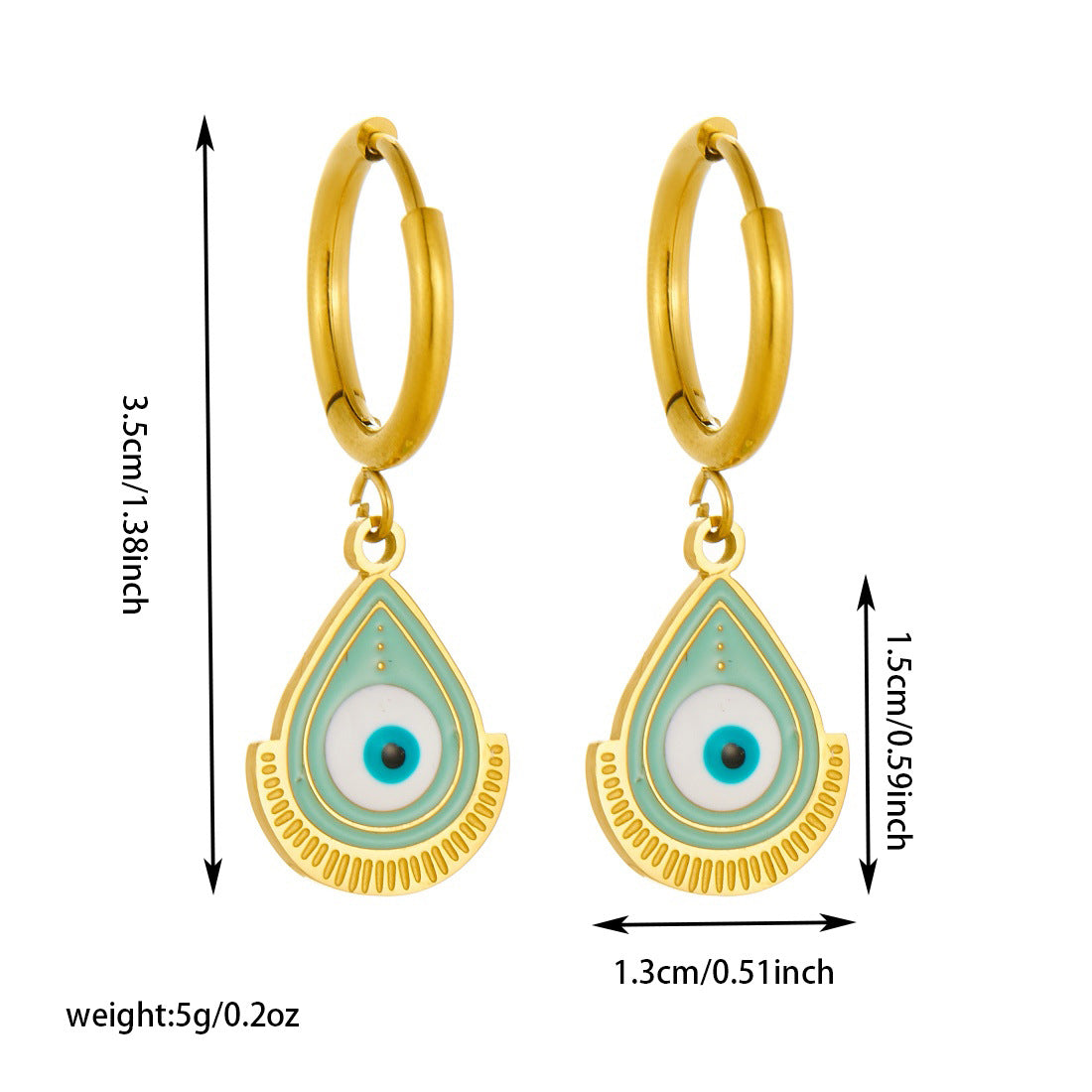 Cartoon Teardrop Evil Eye Drip Oil Plated Stainless Steel Earrings for Women