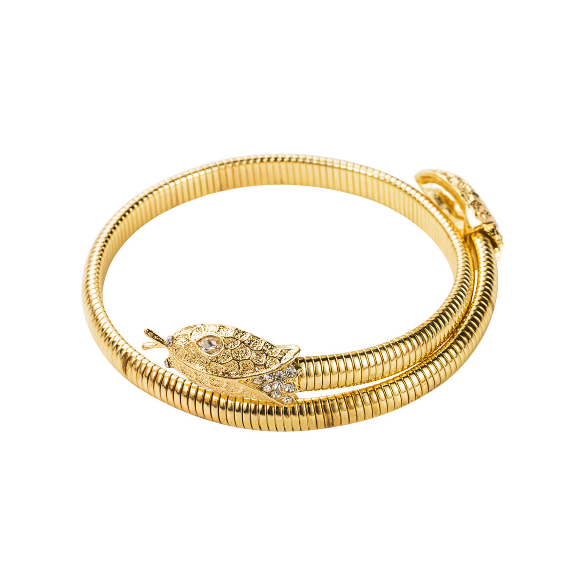 Punk Hip Hop Style Snake Shape Alloy Necklace with Rhinestone Inlay Adjustable Striped Design for Women