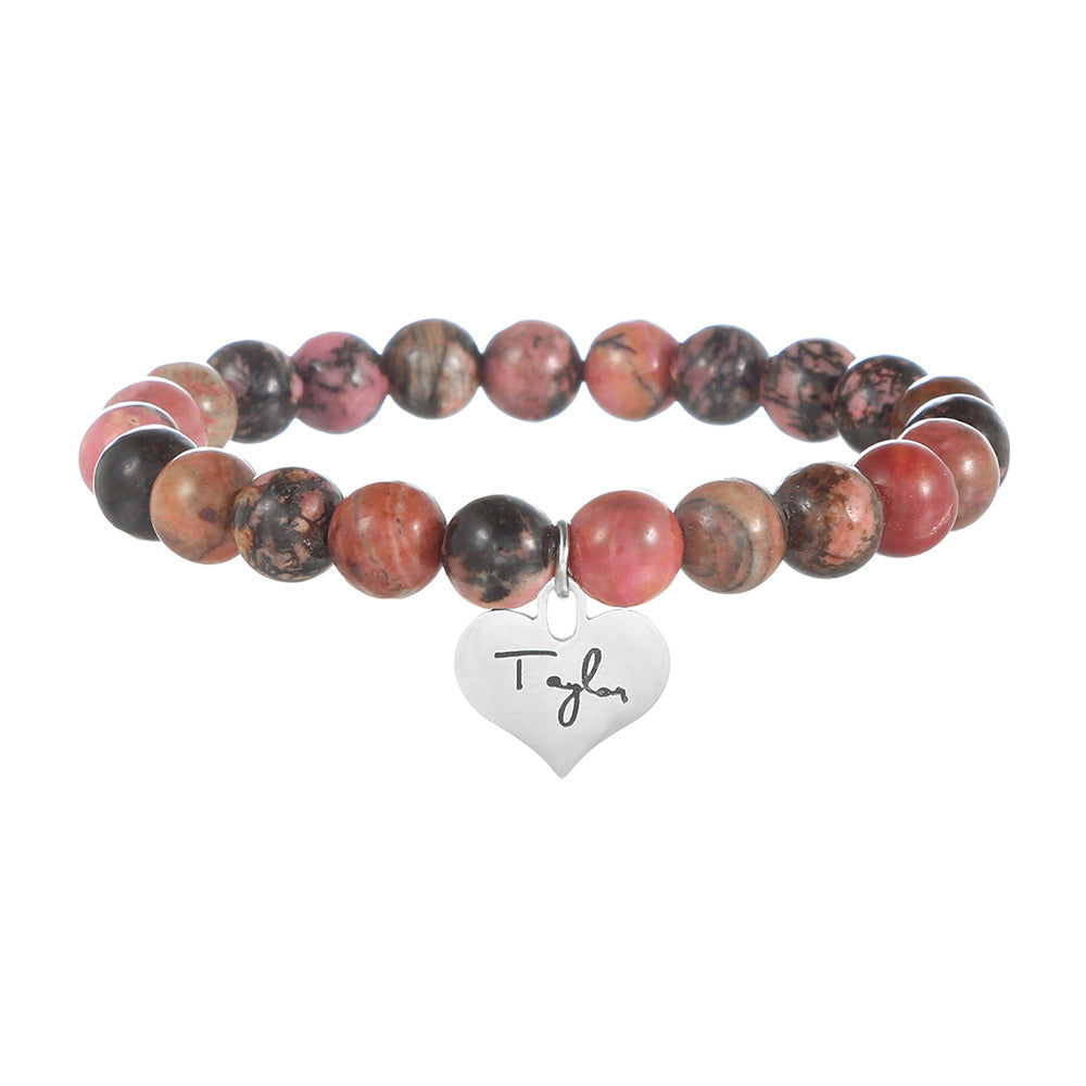 Taylor Zebra Print Heart Geometric Gemstone Stainless Steel Bracelet for Women