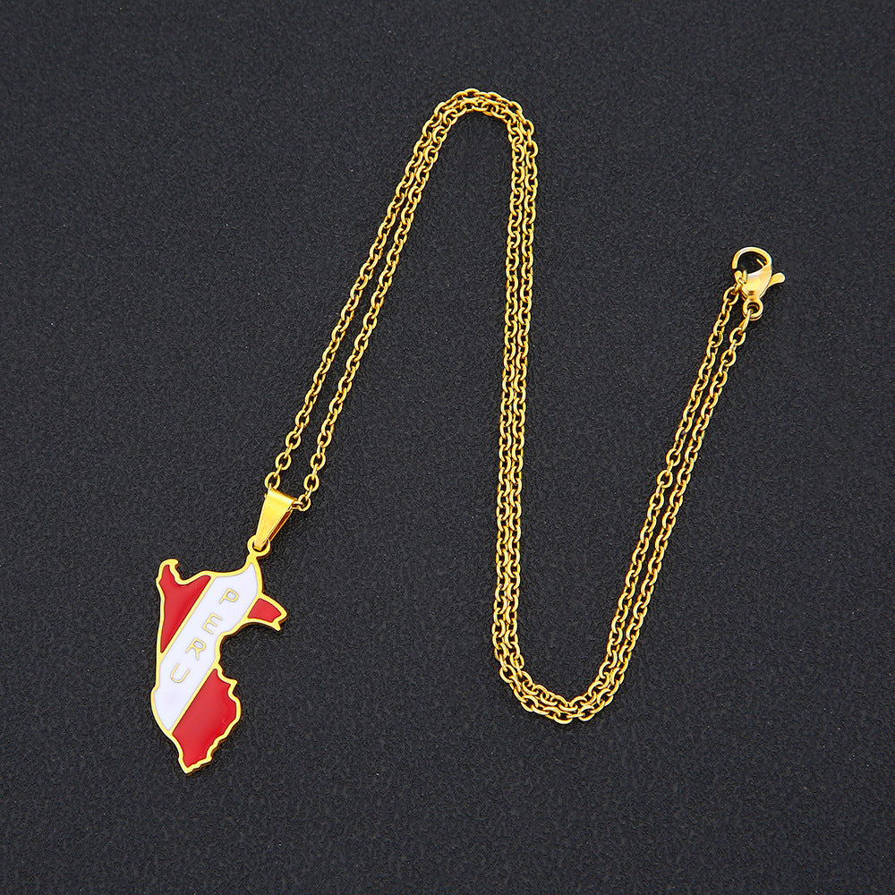 Collar con colgante esmaltado geométrico vintage unisex de acero inoxidable con dije de acero de titanio y cadena O