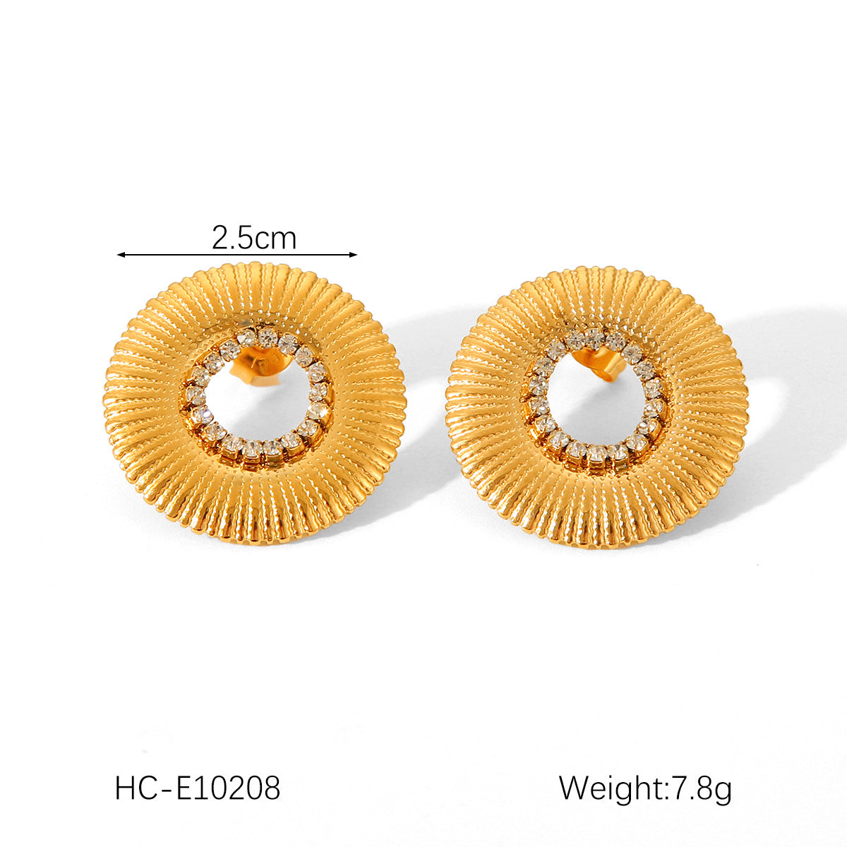 Ins Style 18K Gold Plated Titanium Steel Geometric Bowknot Water Drop Rhinestone Earrings for Women