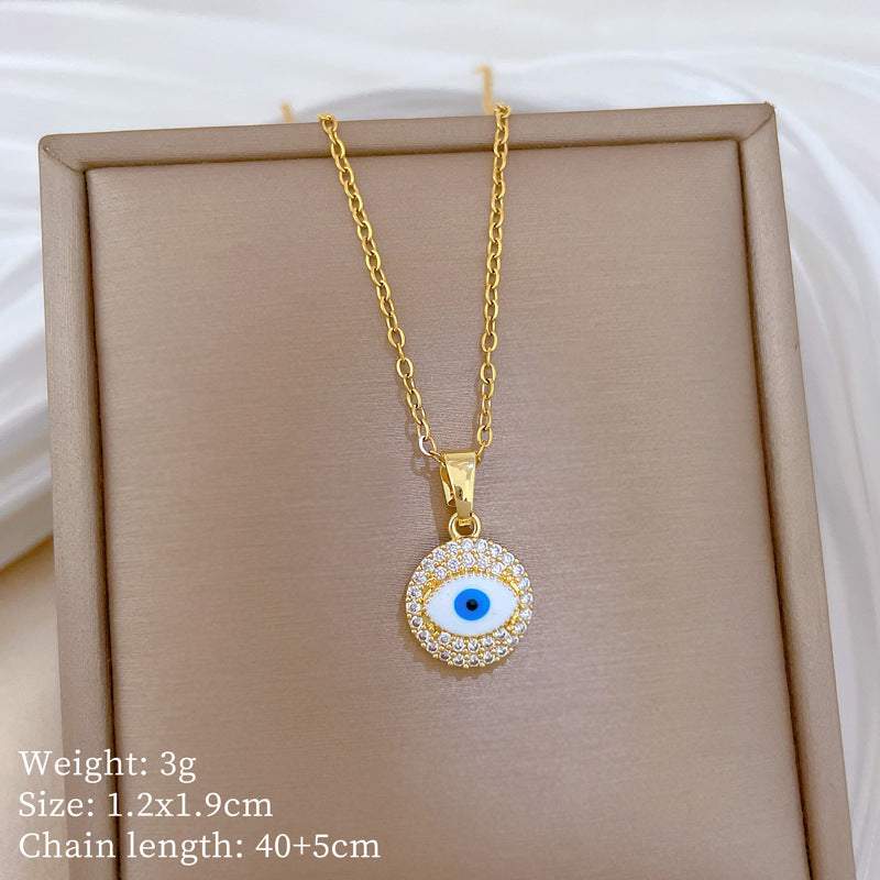 Sweet Cartoon Animal Micro-Inlaid Cubic Zirconia Brass Pendant Titanium Steel Necklace for Unisex
