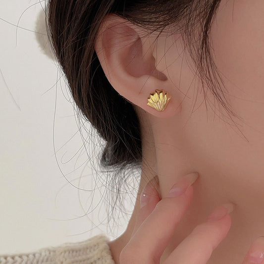 Pendientes de tuerca de plata de ley 925 con letras geométricas, estilo coreano minimalista y acabado chapado