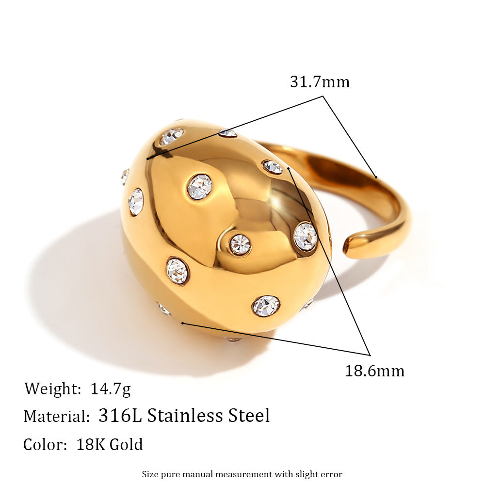Anello con lettera geometrico minimalista vintage in acciaio inossidabile placcato oro 18K