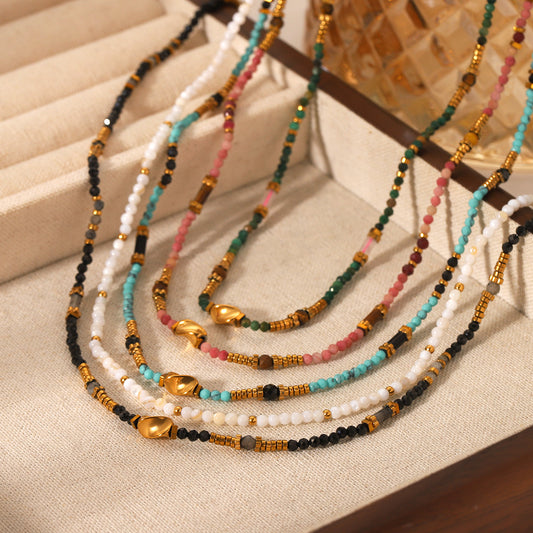 Collar colgante de acero inoxidable geométrico minimalista para mujer con dije de acero de titanio y delicada cadena de clavícula