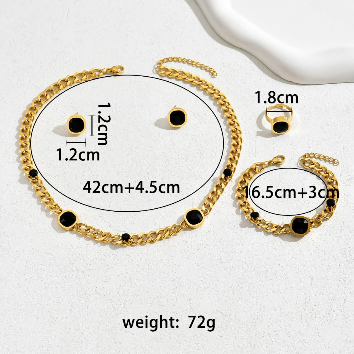 Set di Orecchini Anello Bracciale Rame Geometrico Minimalista di Lusso con Intarsio di Strass e Delicata Collana a Clavicola