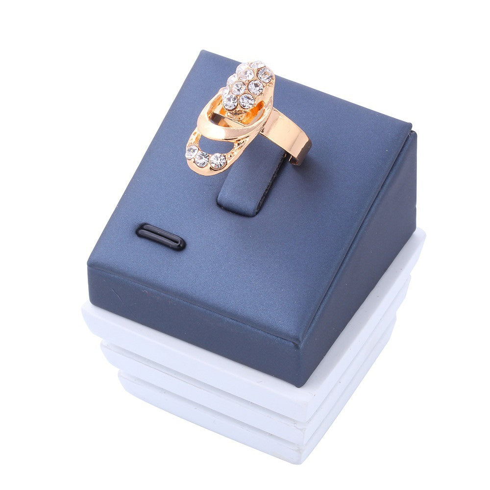 Gold Plated Geometric Rhinestone Jewelry Set with Ball Chain for Women