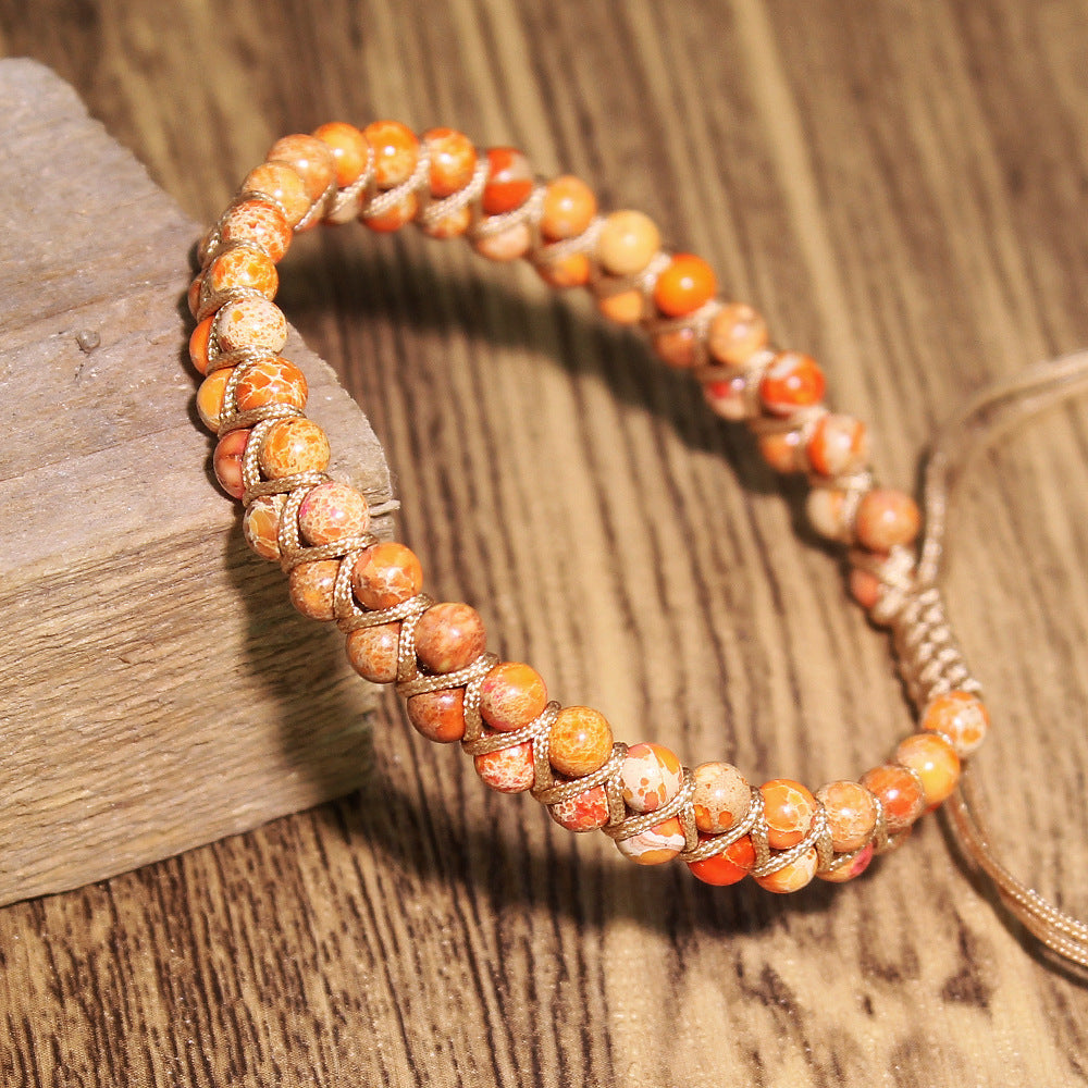 Personalized Handmade 6mm Round Tiger's Eye Beaded Bracelet with Musical Note Charm Adjustable Unisex Jewelry