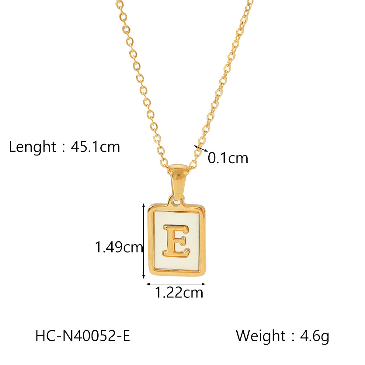 Minimalist Letter Pendant Necklace in Titanium Steel with 18K Gold Plating on Stainless Steel Chain for Women