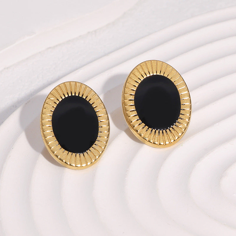Vintage Lightweight 18K Gold Plated Geometric Stainless Steel Drop Oil Earrings for Women