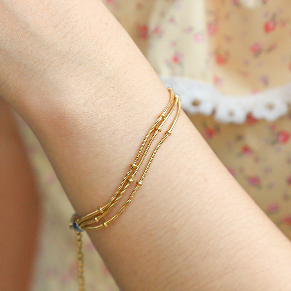 Luxury Geometric Stainless Steel Bracelet with Gold Plating for Women