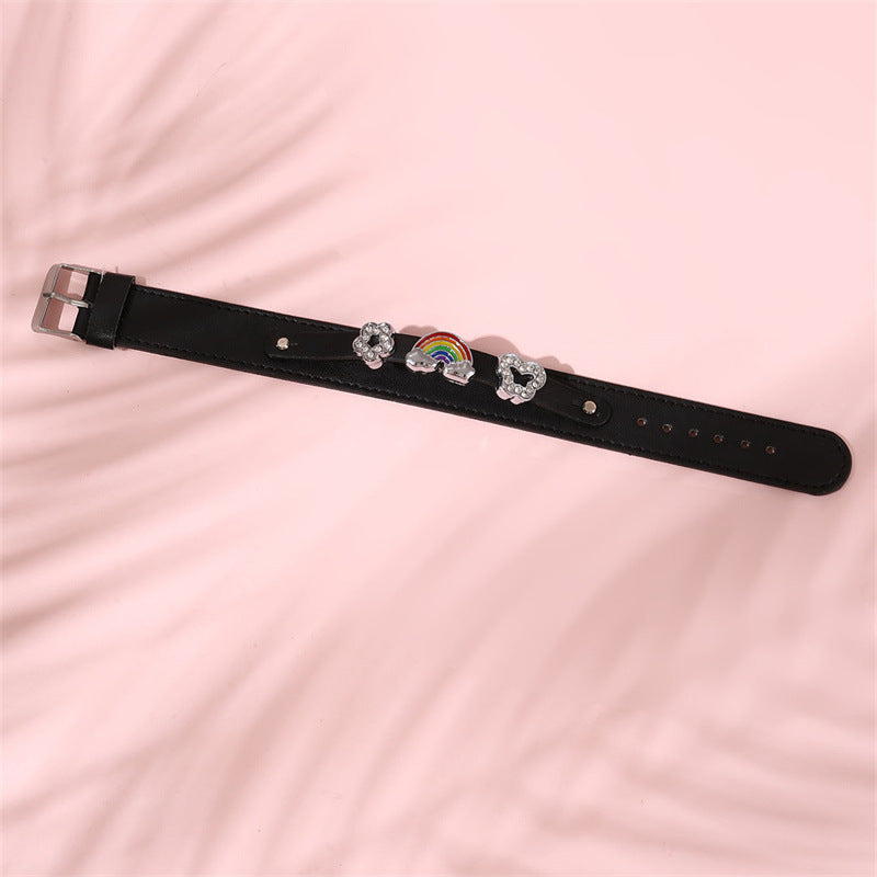 Pulsera de mariposa de resina estilo retro punk con diamantes de imitación para niñas con acabado artesanal