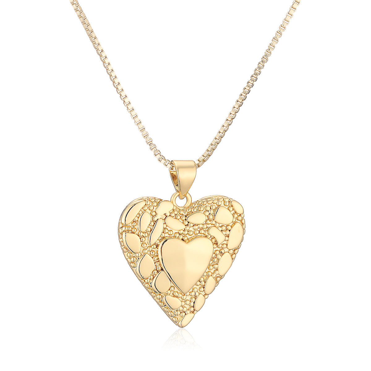 Minimalist Luxury Gold Plated Brass Cross Heart Pendant Necklace for Women