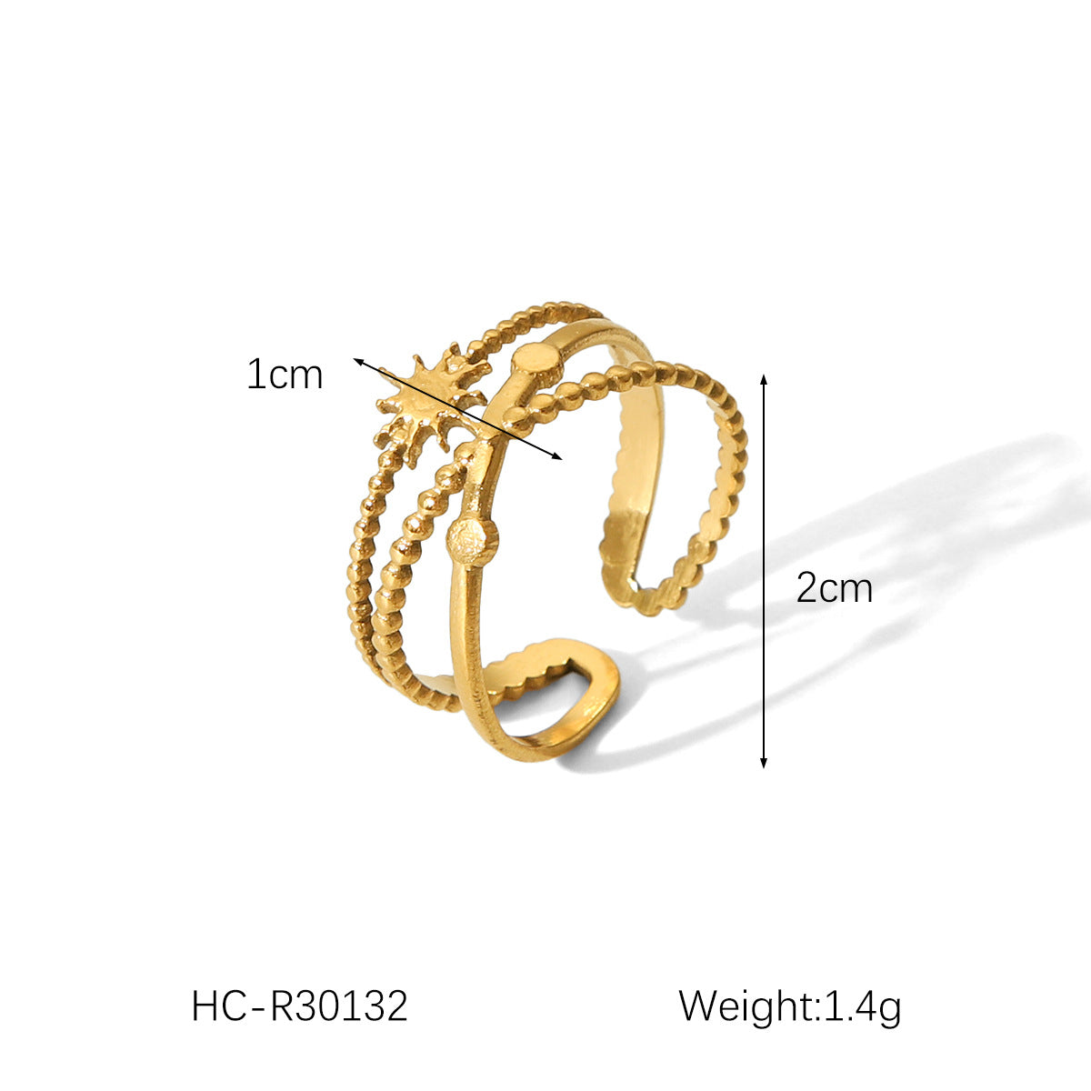 Minimalist 18K Gold Plated Heart Shape Open Ring Stainless Steel Women Jewelry