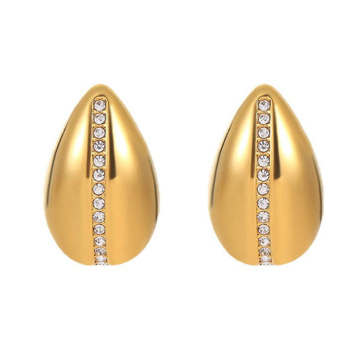Orecchini a perno a goccia alla moda in acciaio inossidabile con strass a forma di cuore e stella da donna