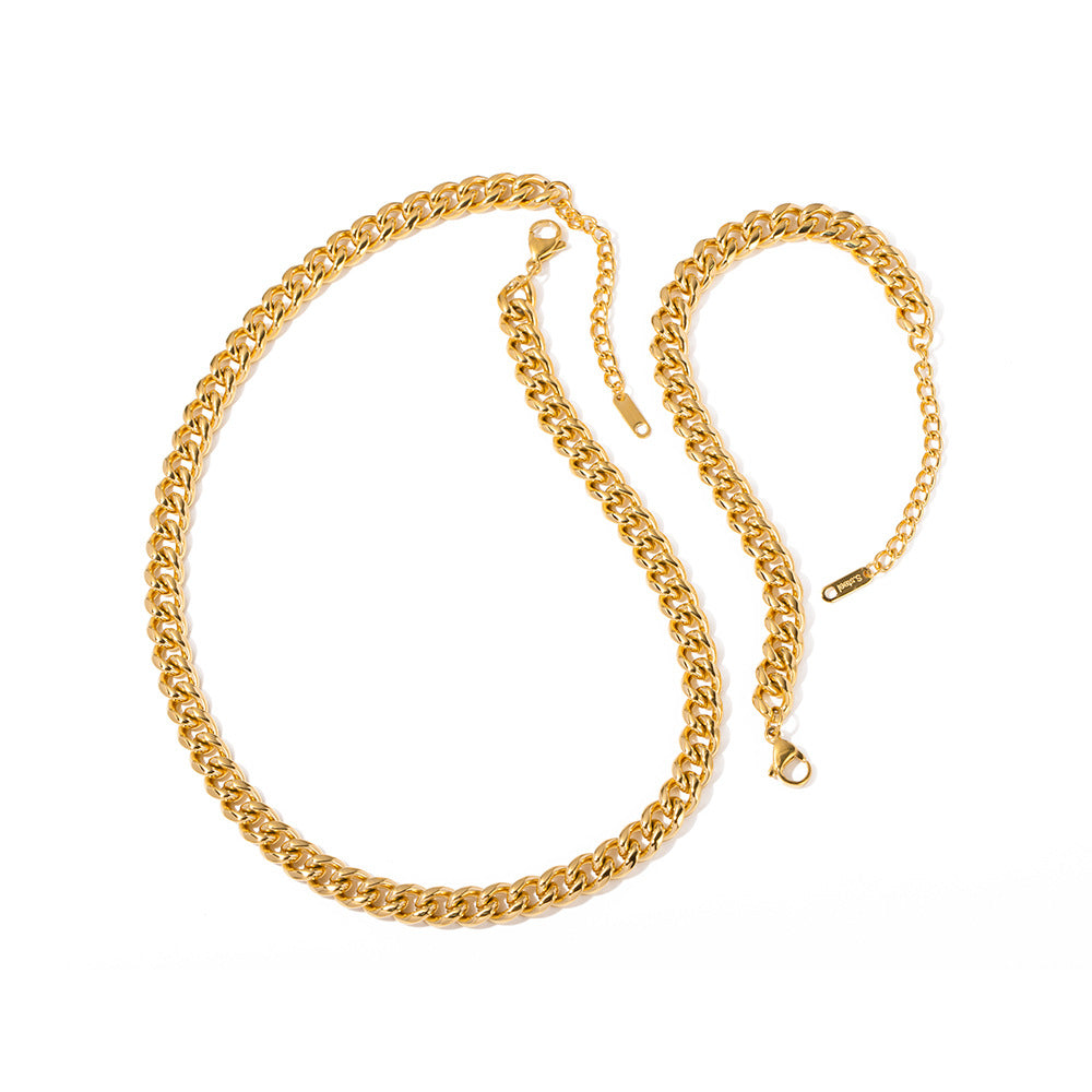 Collar con Colgante Geométrico Minimalista de Acero Inoxidable con Baño de Oro y Cadena de Serpiente para Mujer