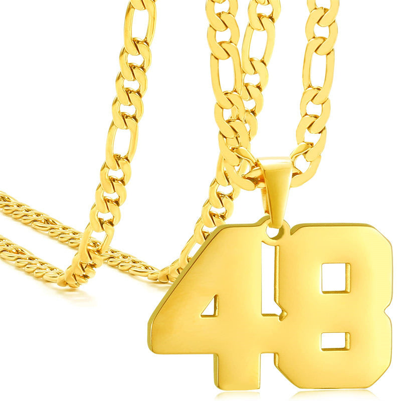 Minimalist Numeric Pendant Necklace for Men and Women Stainless Steel Chain with Polished Titanium Steel Charm