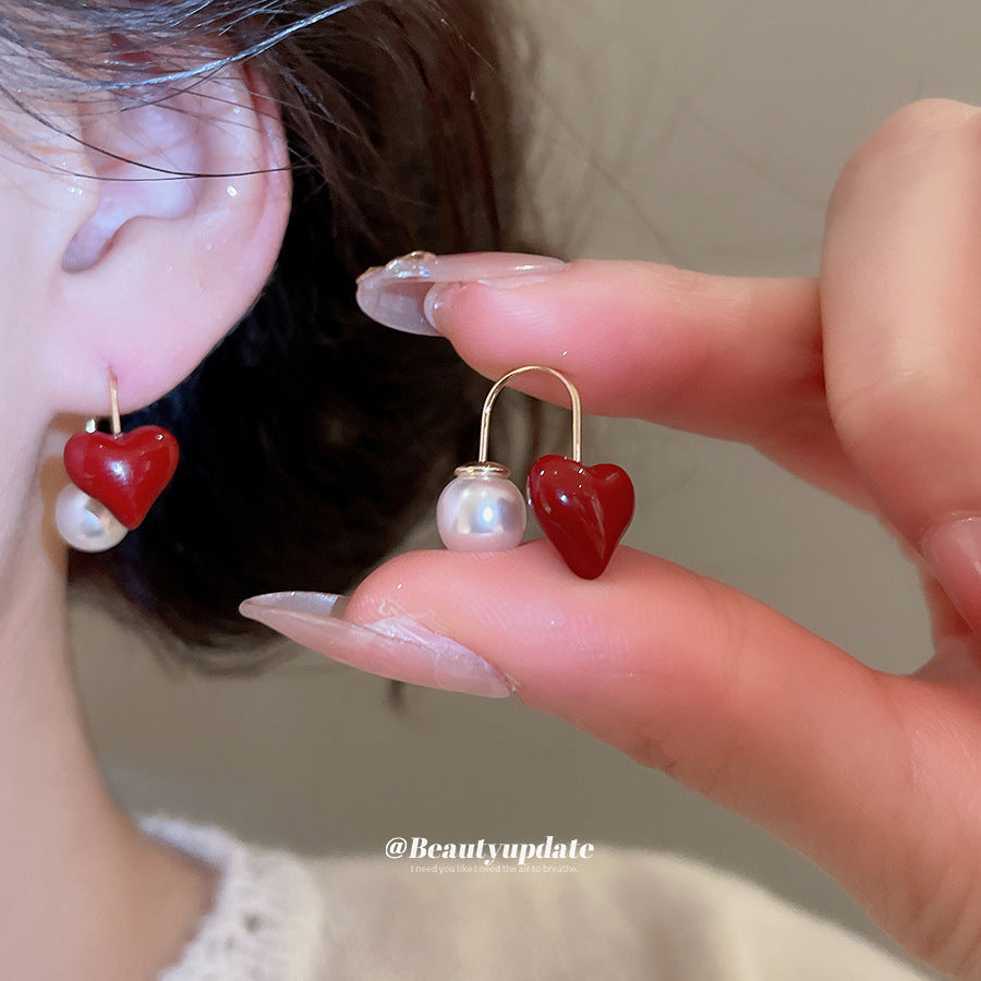 Elegantes Pendientes de Perlas en Forma de Fresa con Chapado de Rodio para Mujer, Joyería de Moda Estilo Vintage de Hong Kong